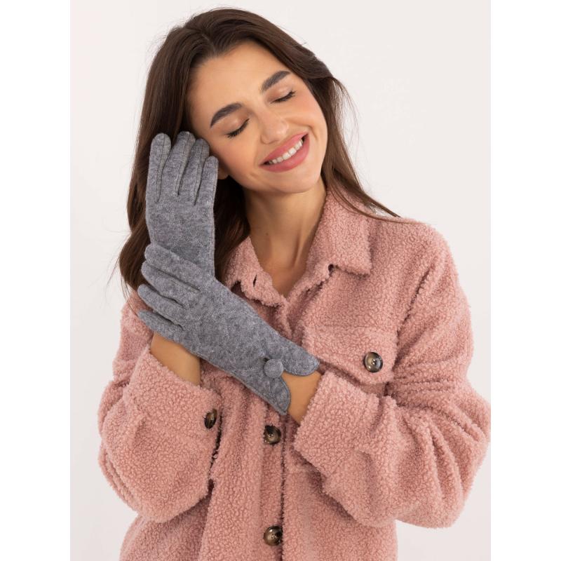 Női gombos kesztyű szürke