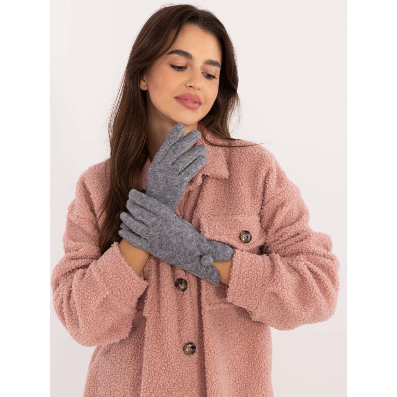 Női gombos kesztyű szürke