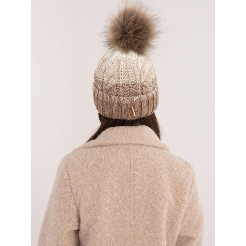 Dámská čepice s náplety RUE PARIS tmavě béžová 