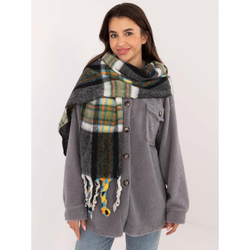 Női téli kockás sál fekete