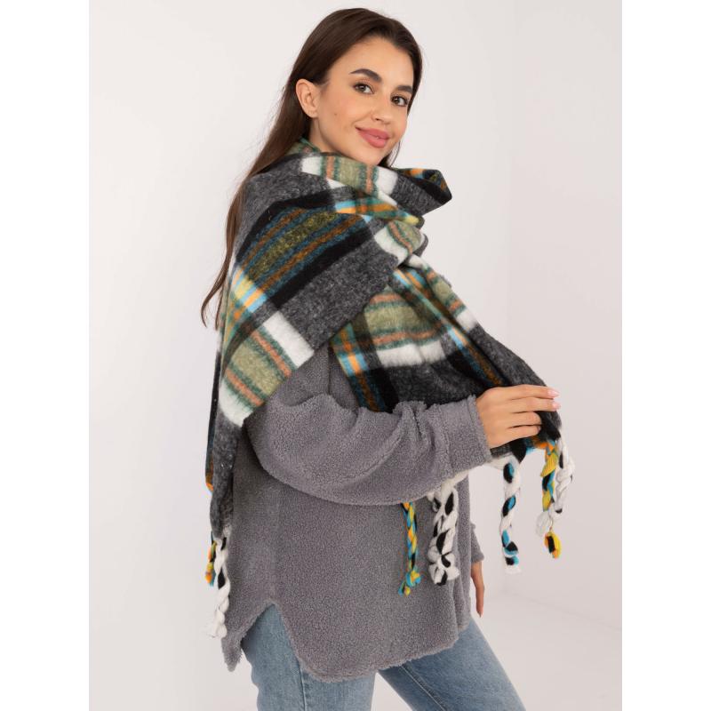 Női téli kockás sál fekete