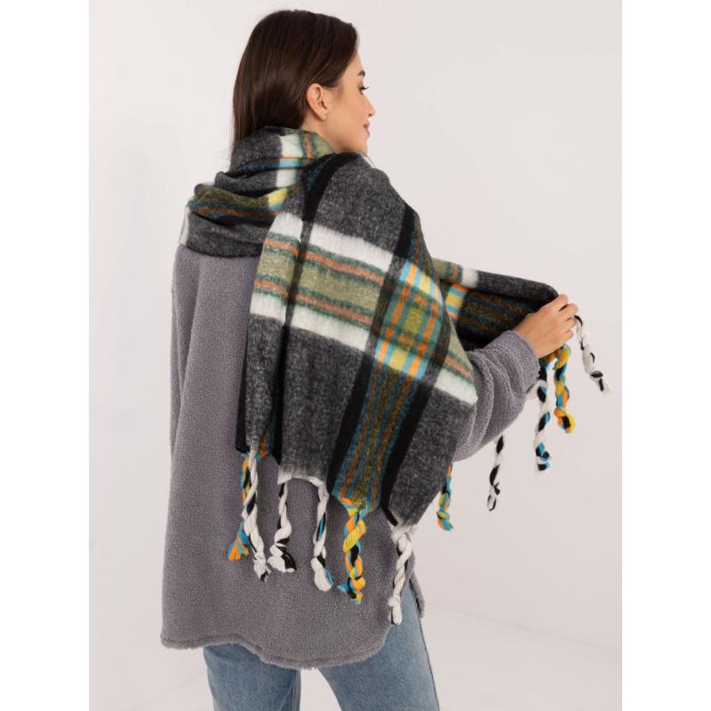 Női téli kockás sál fekete