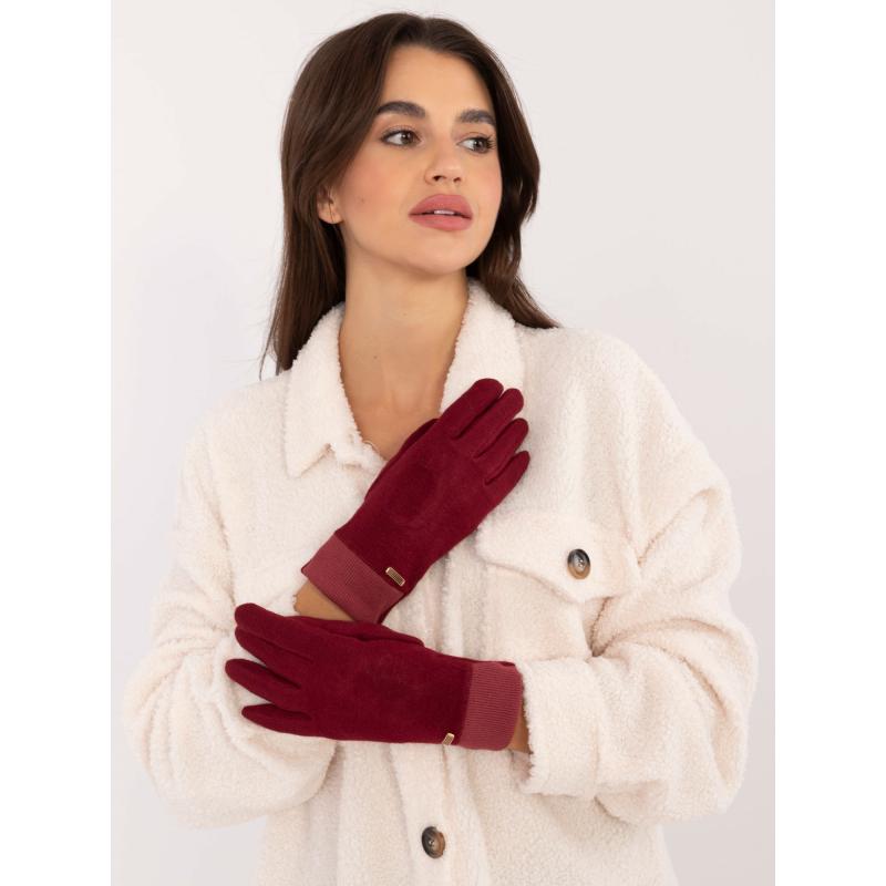 Dámské rukavice pruhované bordó  