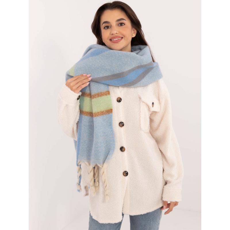 Női meleg kockás sál világoskék