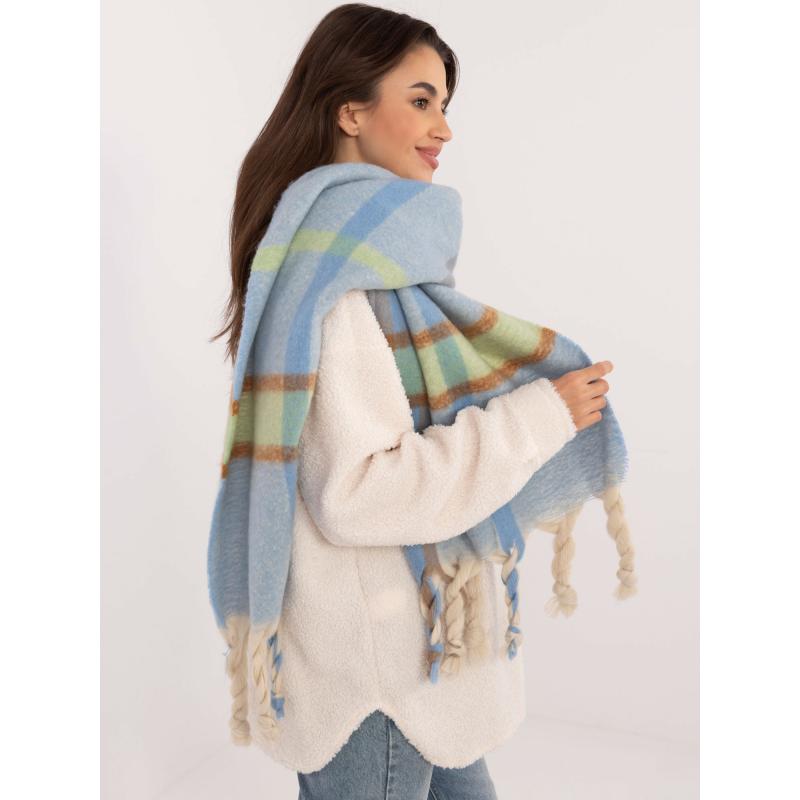 Női meleg kockás sál világoskék