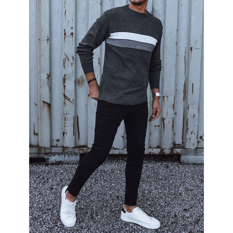 Férfi pulóver sötétszürke