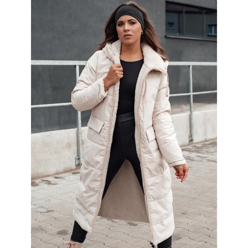 Dámská zimní bunda GLAMPUFF oboustranně prošívaná s kapucí béžová
