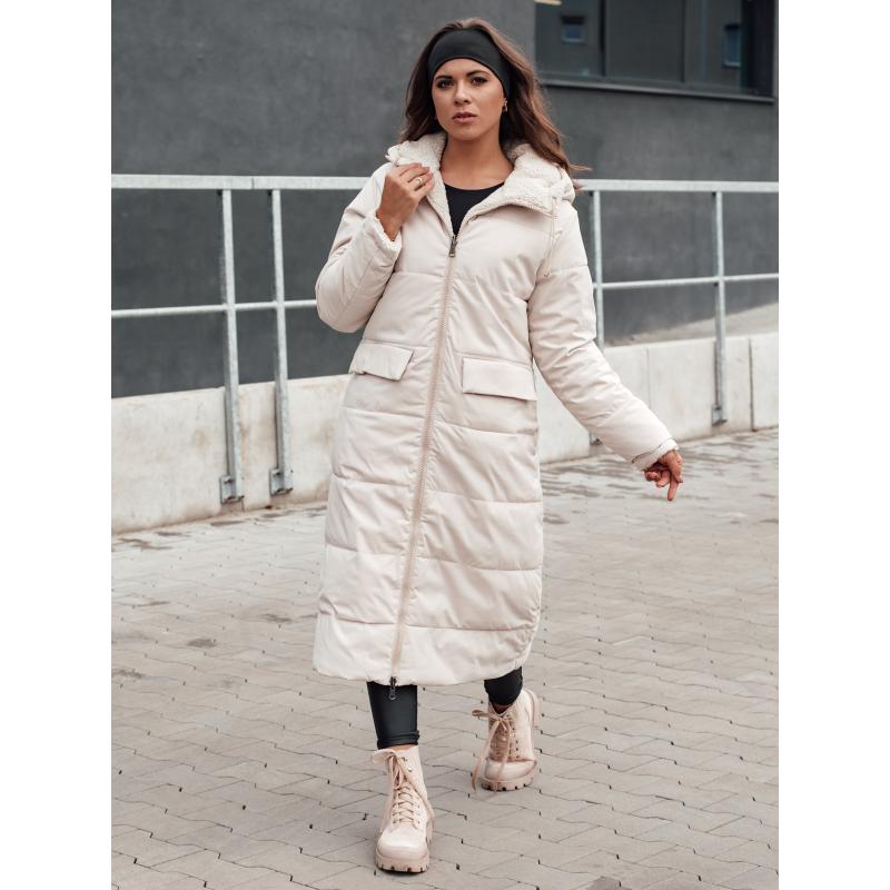 Dámská zimní bunda GLAMPUFF oboustranně prošívaná s kapucí béžová