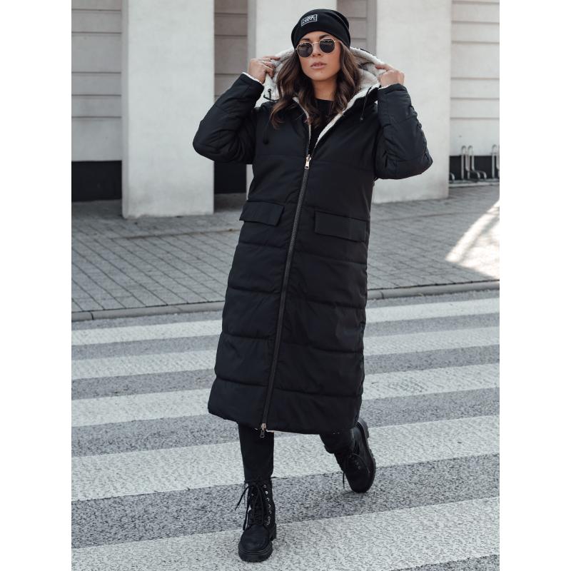 Dámská zimní bunda GLAMPUFF oboustranně prošívaná s kapucí černá
