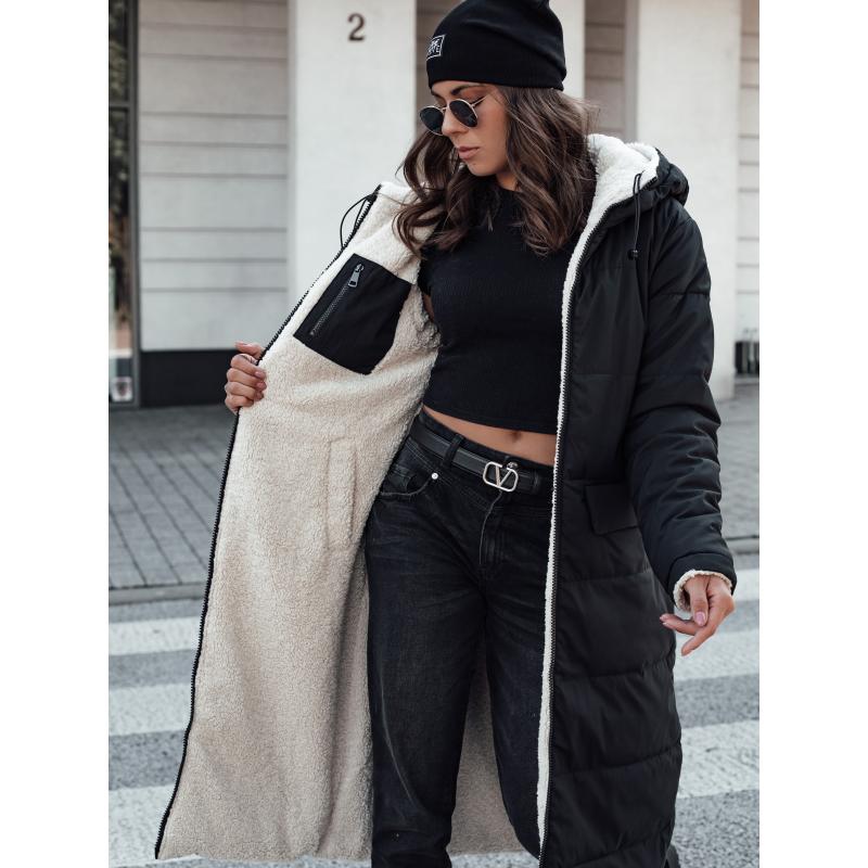 Dámská zimní bunda GLAMPUFF oboustranně prošívaná s kapucí černá