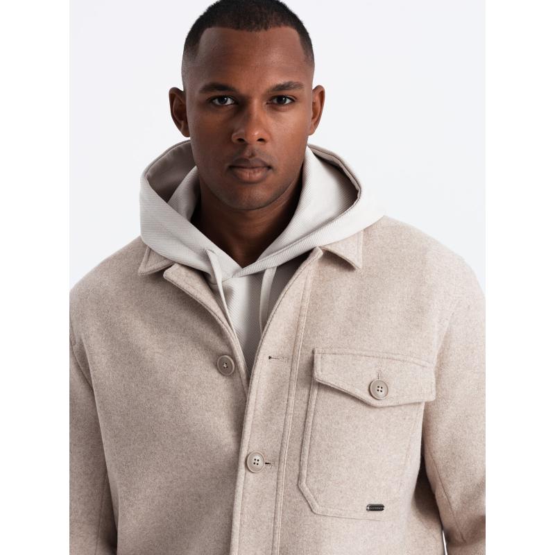 Pánský lehký fleecový kabát s viskózou béžový