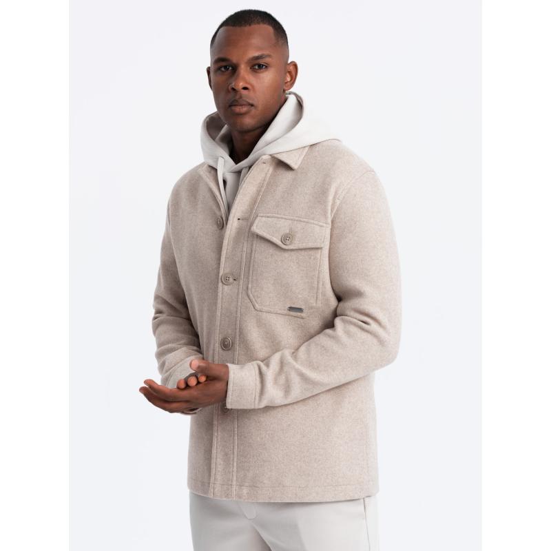 Pánský lehký fleecový kabát s viskózou béžový