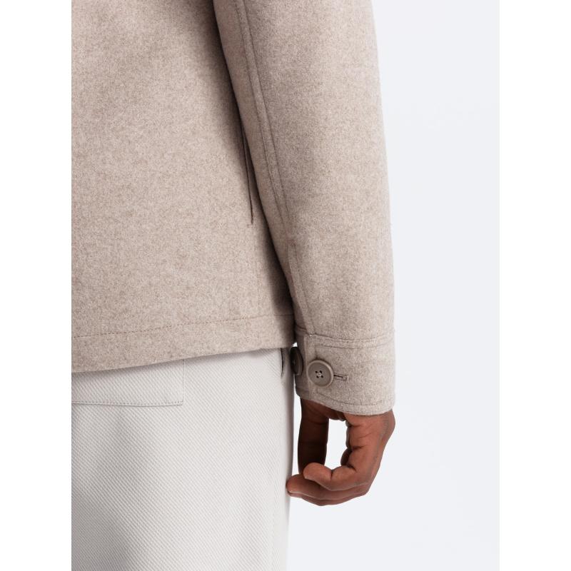 Pánský lehký fleecový kabát s viskózou béžový