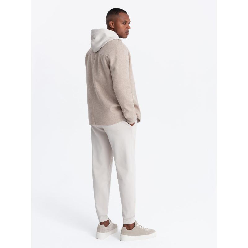 Pánský lehký fleecový kabát s viskózou béžový