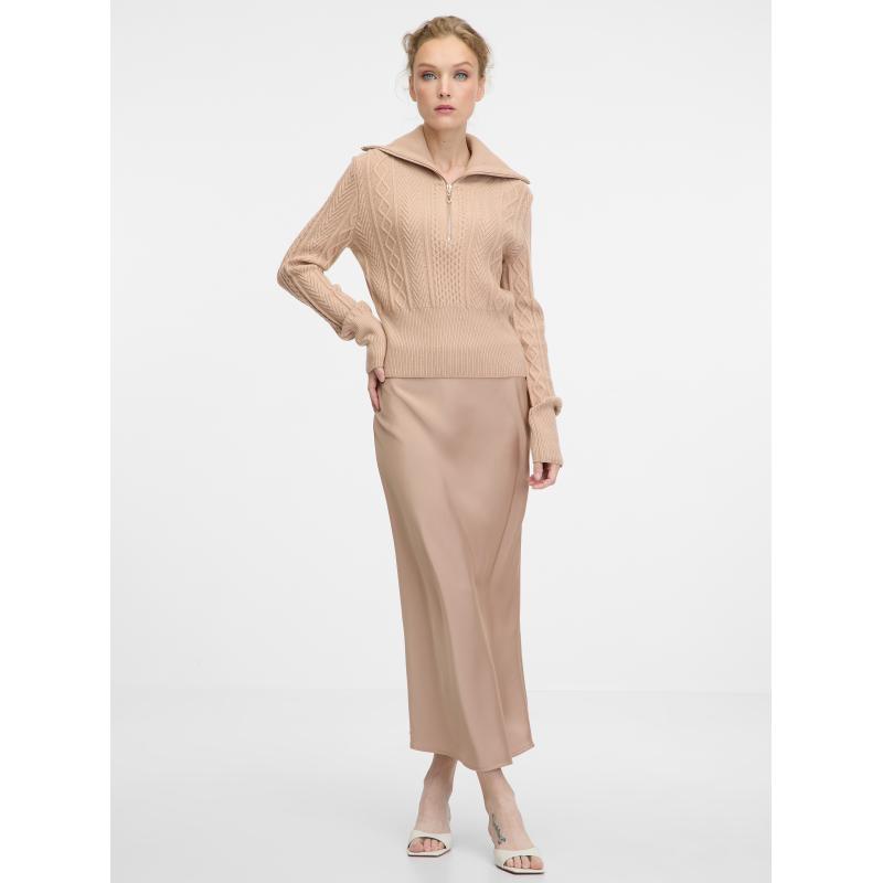 Béžová dámská midi sukně