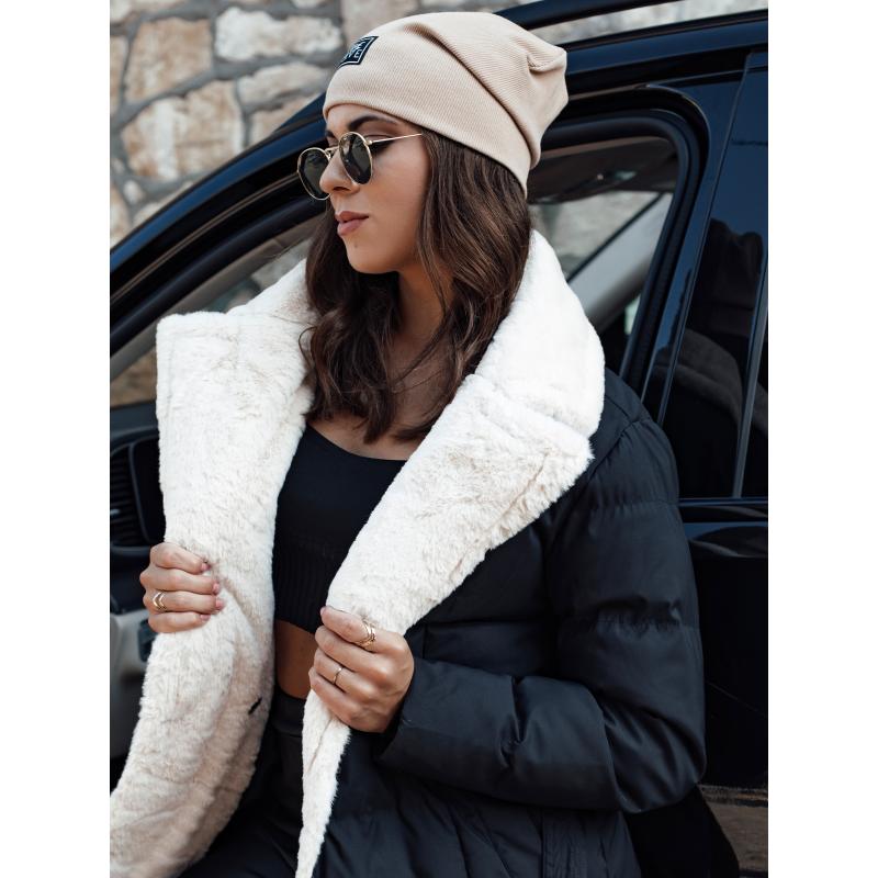 Dámska dlhá zimná bunda s kožušinou BALLMODA čierna