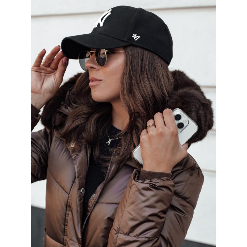 Dámska zimná bunda ULTRAWAY prešívaná bunda s kapucňou kávová