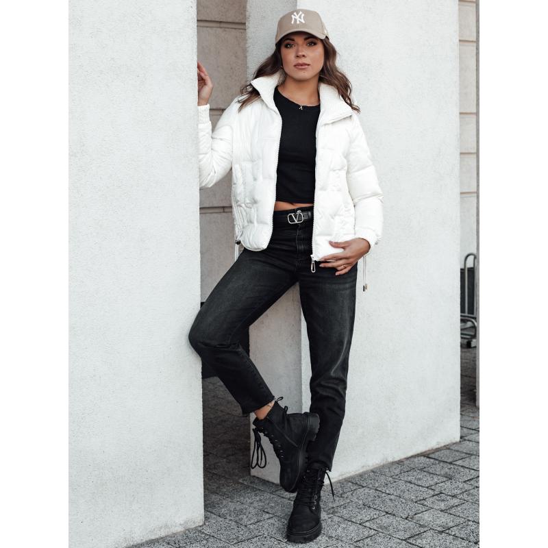 Dámská zimní bunda FASHWARM krátká prošívaná s kapucí bílá