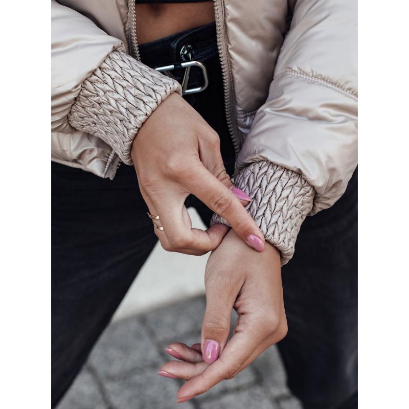 Dámská zimní bunda FASHWARM krátká prošívaná s kapucí camellia