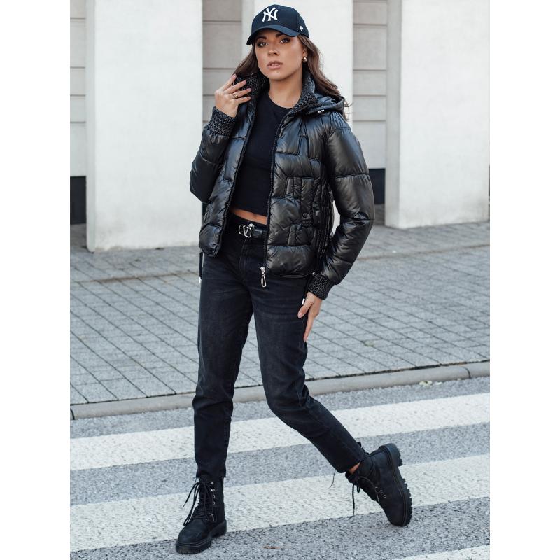 Dámská zimní bunda FASHWARM krátká prošívaná s kapucí černá