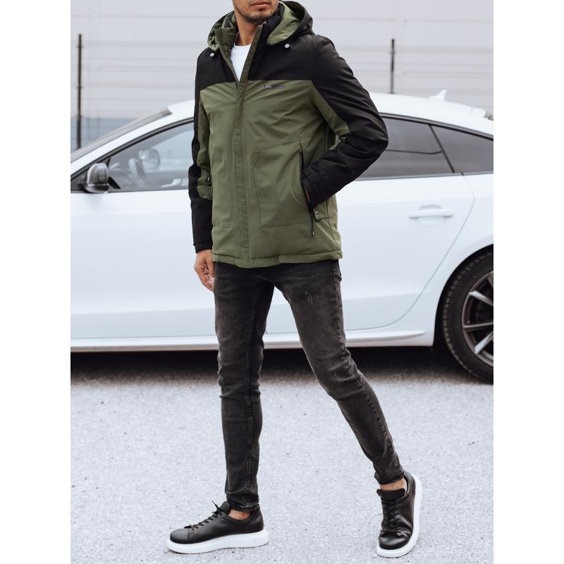Pánská zimní bunda s odepínací kapucí zelená