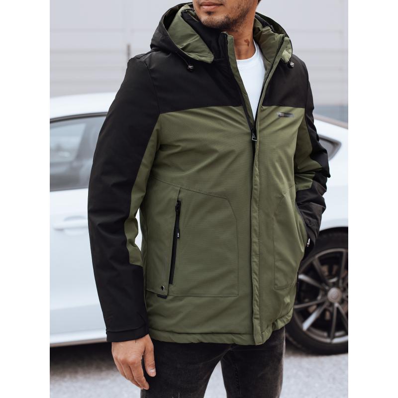 Pánská zimní bunda s odepínací kapucí zelená