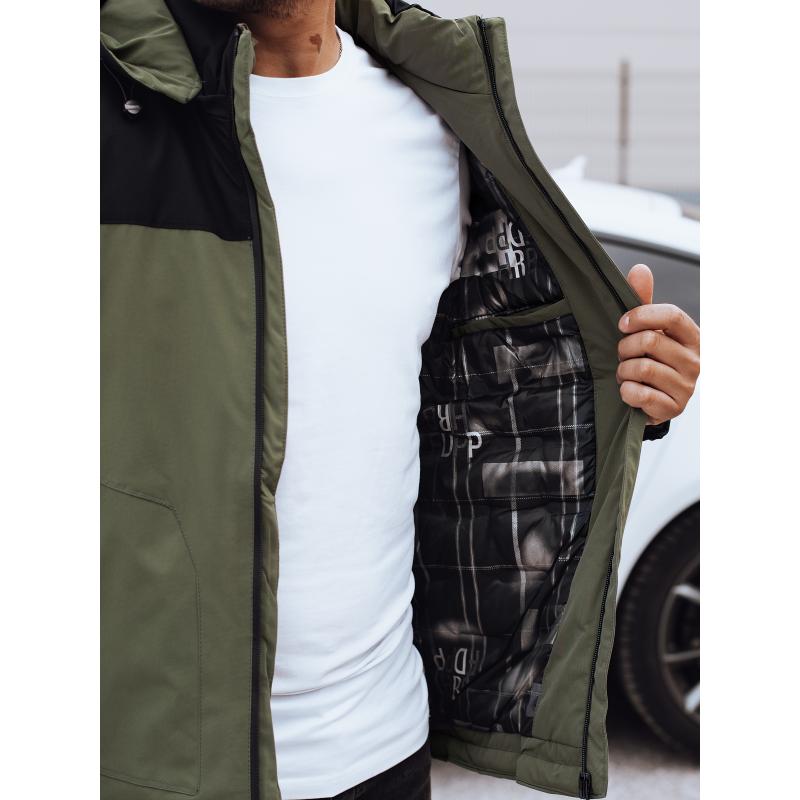 Pánská zimní bunda s odepínací kapucí zelená