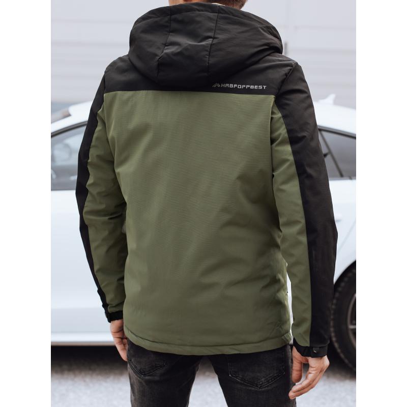Pánská zimní bunda s odepínací kapucí zelená
