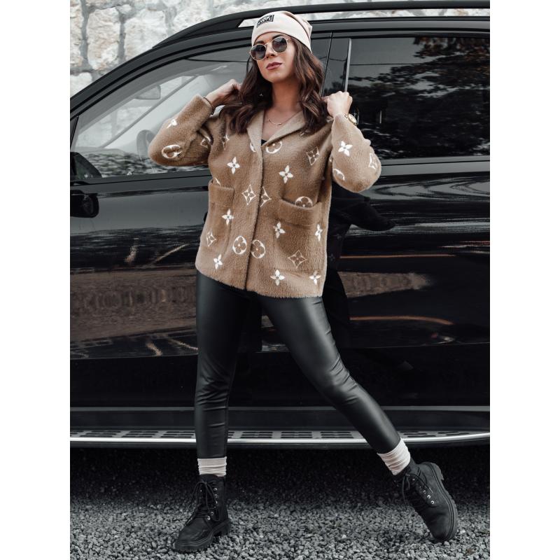 Női alpakakabát FORTY kapucnival világosbarna