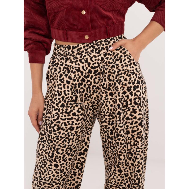 Dámské kalhoty s panterem béžovo-černé 
