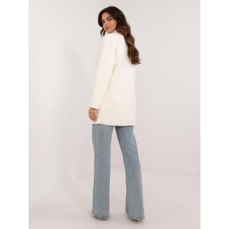 Dámský kabát z alpaky se stojatým límcem ecru 