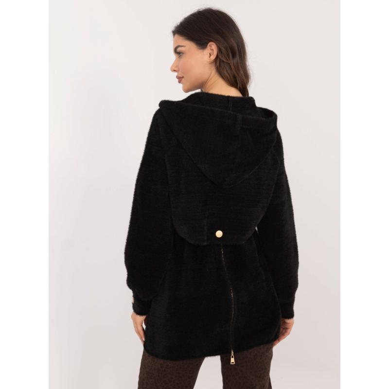 Női alpakkabunda kapucnival fekete
