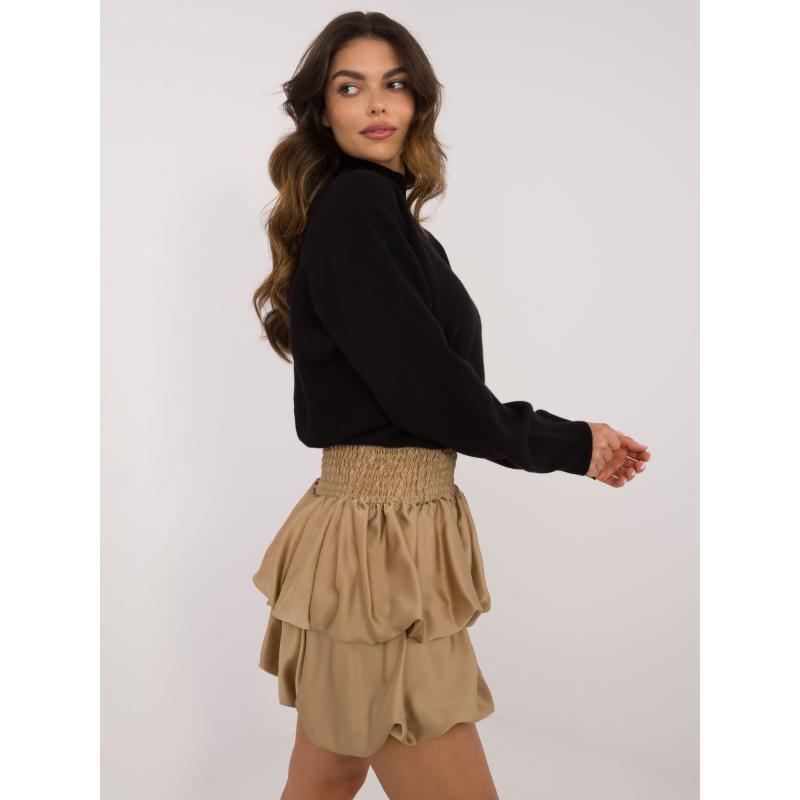 Dámská sukně s elastickými záhyby hnědá 