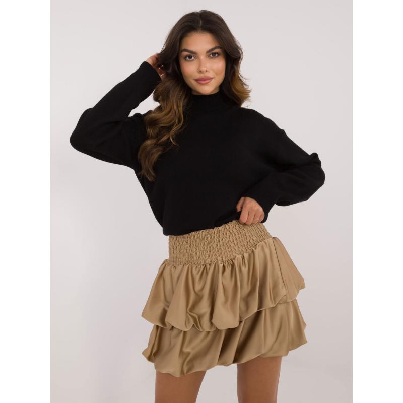 Dámská sukně s elastickými záhyby hnědá 