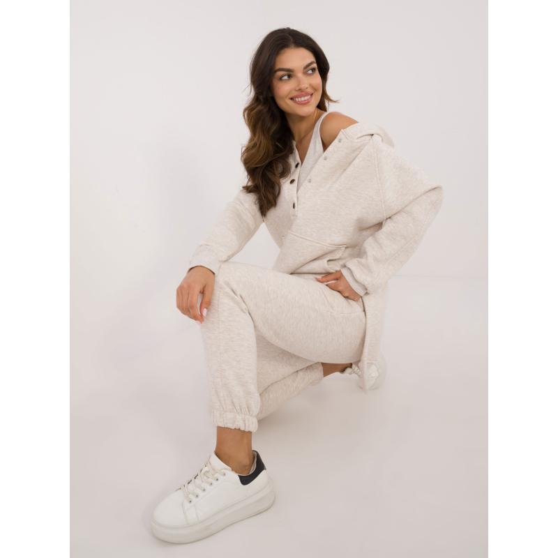 Dámský komplet melanžový teplákový světle béžový  