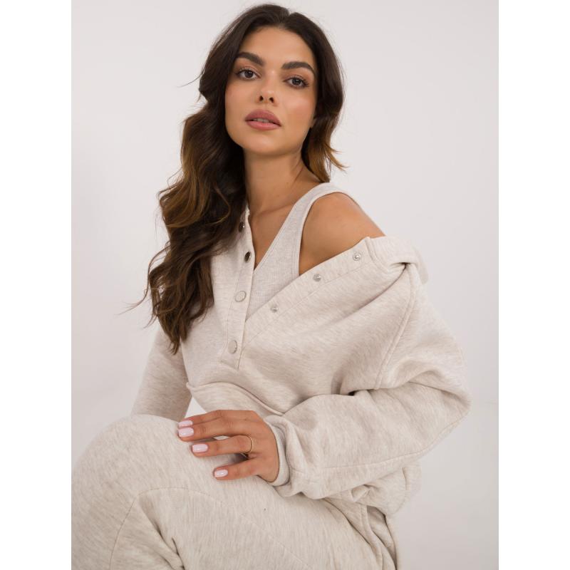 Dámský komplet melanžový teplákový světle béžový  