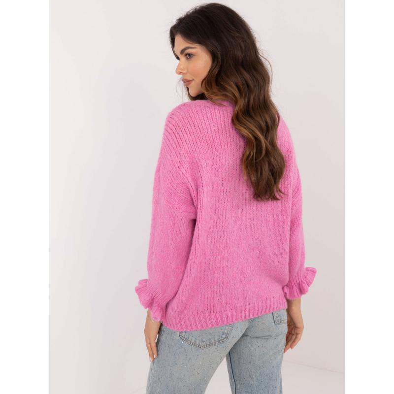 Női oversize gyapjú pulóver rózsaszín