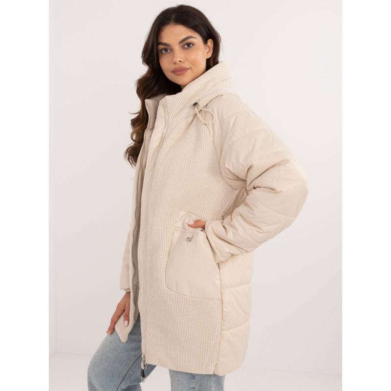 Női dzseki fényes cérnával világos bézs