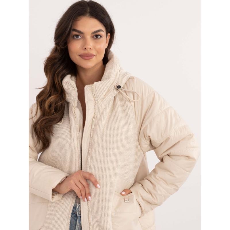 Női dzseki fényes cérnával világos bézs