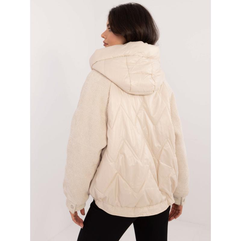 Dámský kabát s manšestrovými vsadkami světle béžový 