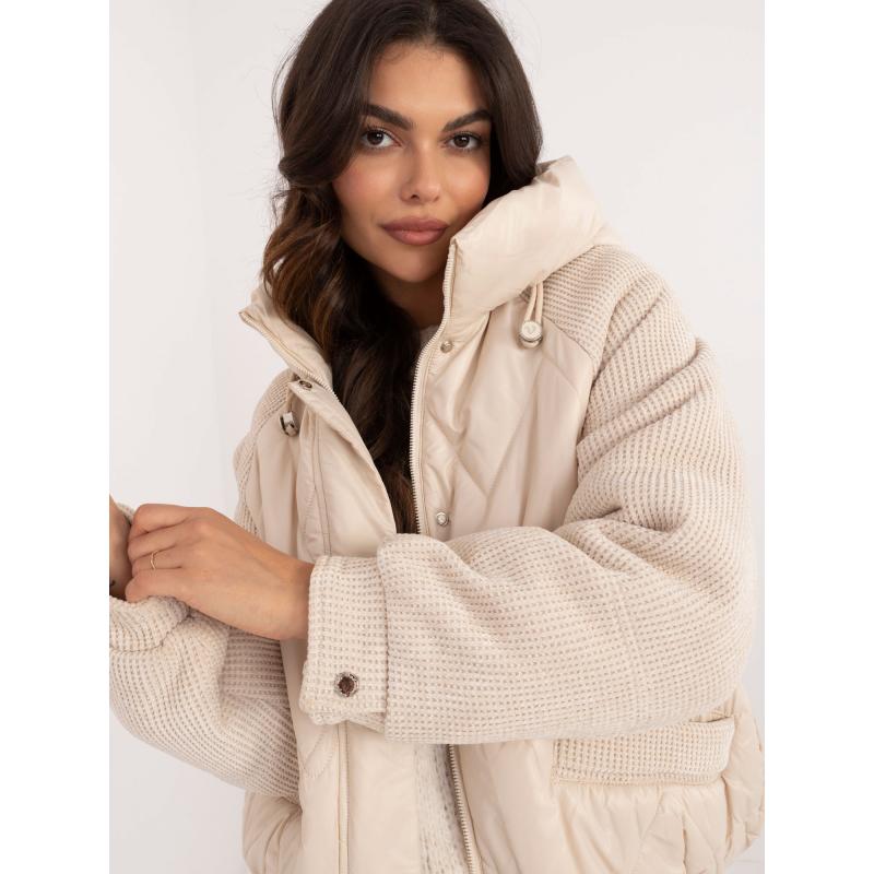 Dámský kabát s manšestrovými vsadkami světle béžový 
