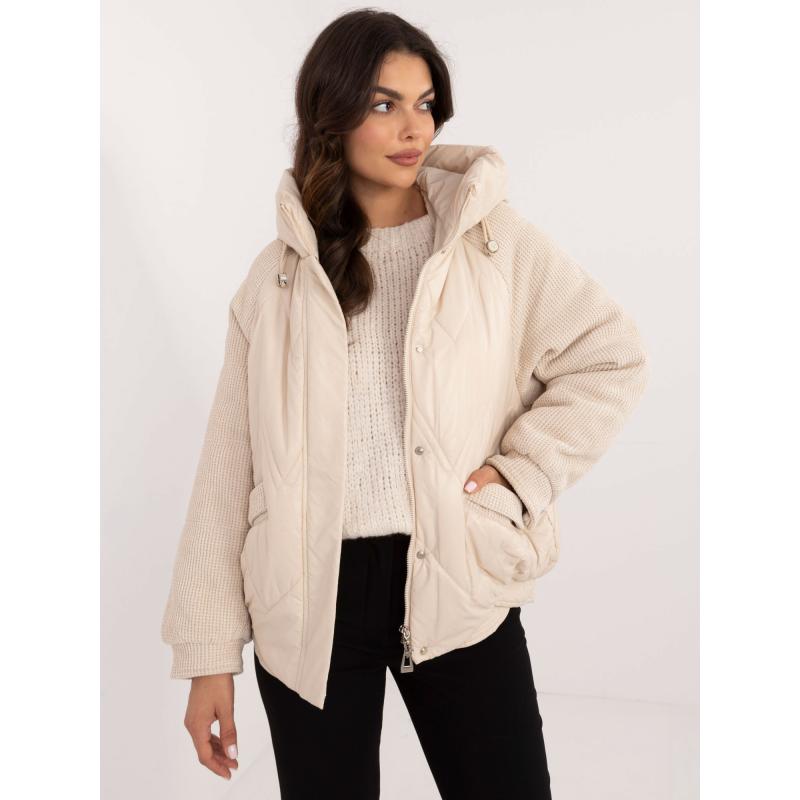 Dámský kabát s manšestrovými vsadkami světle béžový 
