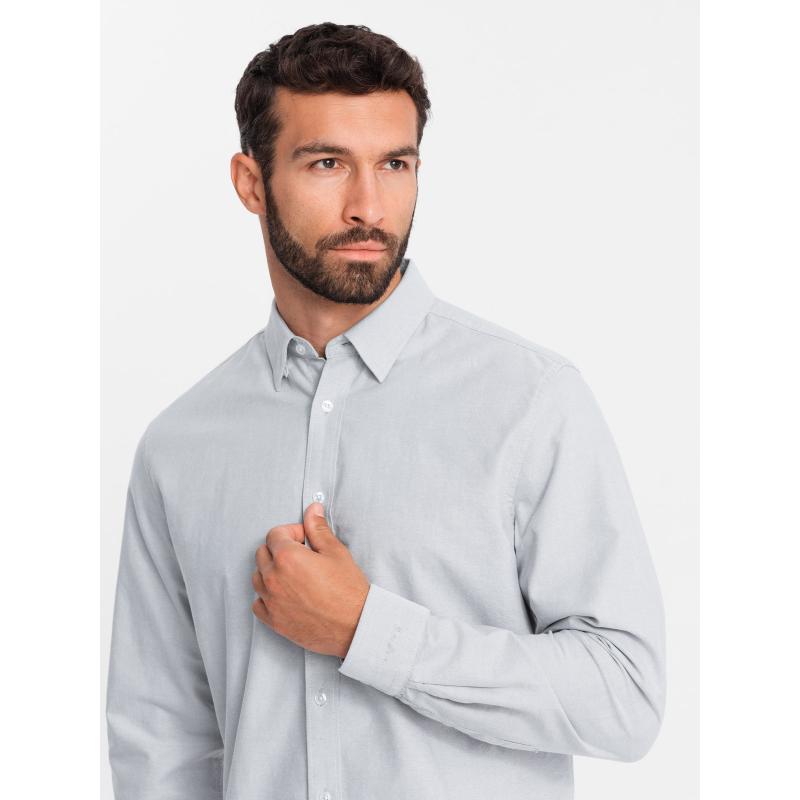 Elegantní pánská oxfordská košile s výšivkou modrá 