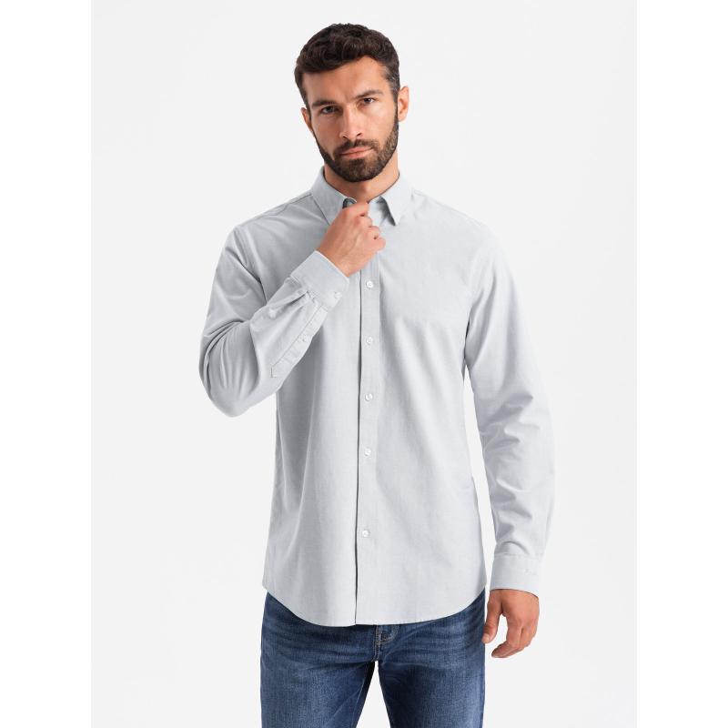 Elegantní pánská oxfordská košile s výšivkou modrá 