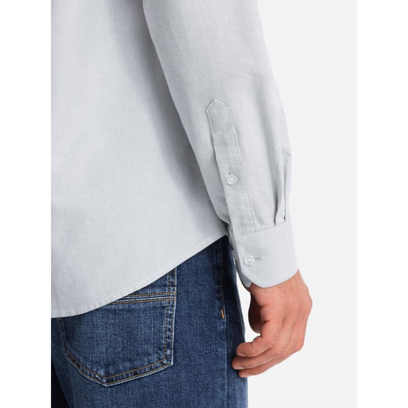 Elegantní pánská oxfordská košile s výšivkou modrá 