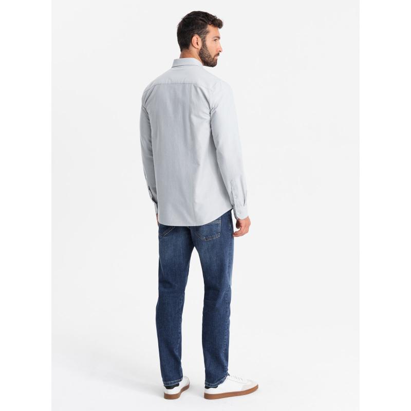 Elegantní pánská oxfordská košile s výšivkou modrá 