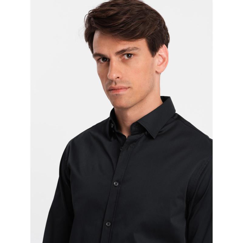 Férfi szatén SLIM FIT ing fekete