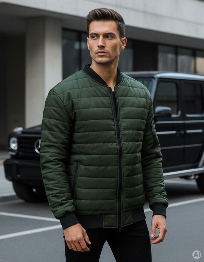 Pánská NEWSTYLE bunda prošívaná bomber jacket zelená