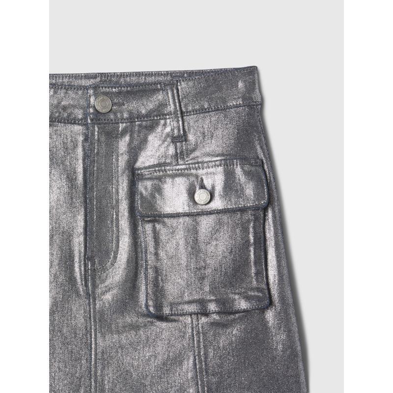 Gyerek fémszínű farmer cargo szoknya