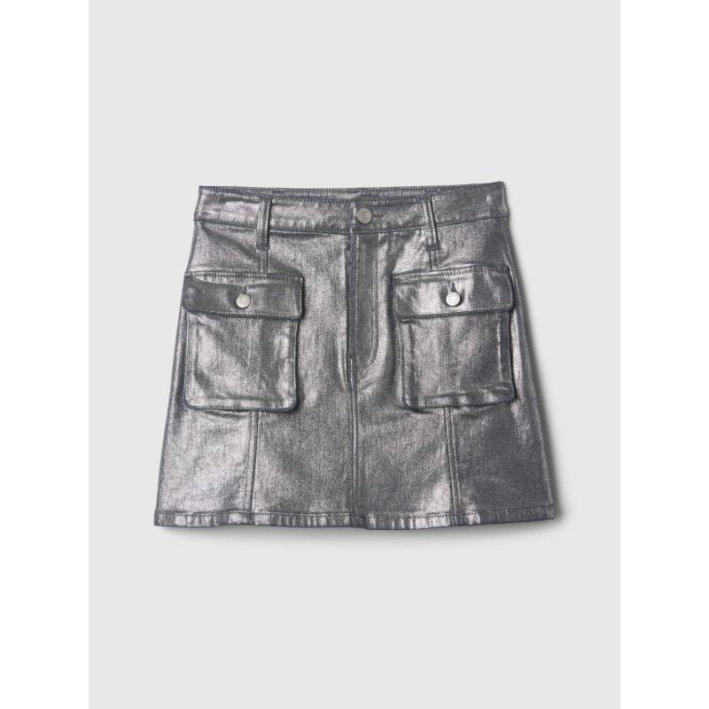 Gyerek fémszínű farmer cargo szoknya